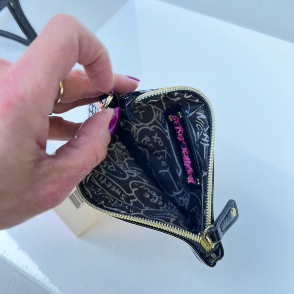 Betsey Johnson Rosey Black Red  Top Zip Coin Wallet Sequins BB11565 - Picture 9 of 12